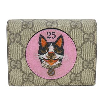 Gucci Beige Pink Red Color Gg Supreme Wallet (Bi-Fold) (Pre-Owned)