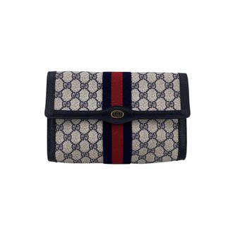 Gucci Pre-owned Womens Vintage Cloth Clutch Bag Ophidia - Blue Cotton - One Size