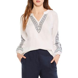 Nic+Zoe Solstice Embroidered Cotton Blouse in White Multi at Nordstrom Rack, Size Xx-Large