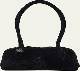 Alaia Le Teckel Shaved Shearling Medium Shoulder Bag