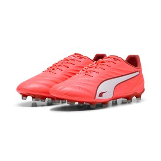Puma Fussballschuh PUMA KING PRO FG/AG, Gr. 42,5, weiss (glowing rot, puma wei&szlig;, rot fire), Synthetik, Schuhe Fussballschuh, f&uuml;r Rasenpl&auml;tze