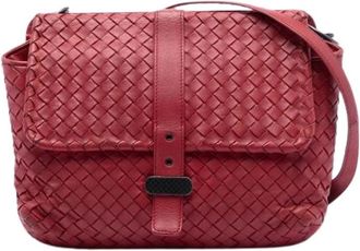 Bottega Veneta Pre-owned Woven Nappa Crossbody Bag - Dames - Vintage Schoudertas - Rood - ONE Size - Leer - Vintage