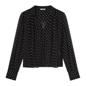 Motivi Camisa de Georgette con Lunares y Pliegues - Blouses & Shirts - Mujer - Negro - 2XL
