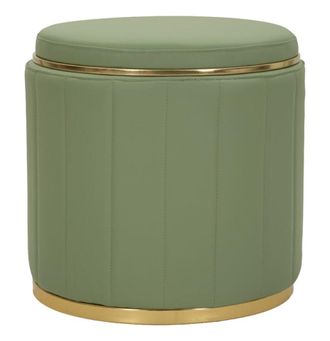 Mauro Ferretti Puf con contenedor en piel ecol&oacute;gica verde claro cm &oslash; 46,5x44