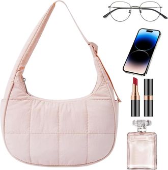 Generic Crescent Bag - Lightweight Underarm Carryall, Boho Handbag Design, Large Capacity Quilted Everyday Shoulder Bag, Gym Workout Travel Outdoor Organizer,