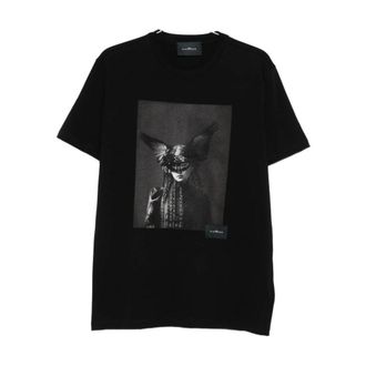 John Richmond T-Shirts, male, Black, L, Graphic Print Black T-shirts and Polos