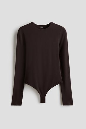 H&M Sculpting Tangabody mit Langarm - Dunkelbraun