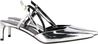 Celine Pre-owned Womens Ankle Strap Pointed Toe Pumps in Silver Leather - Size EU 38