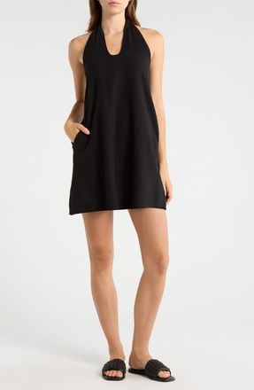 Elan Halter Open Back Cover-Up Dress in Black at Nordstrom, Size X-Large