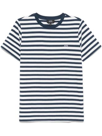 A.P.C. Navy Blue Striped T-shirt