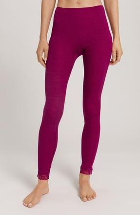 Hanro Lace Trim Merino Wool & Silk Rib Leggings in Pink Tourmaline at Nordstrom Rack, Size Small