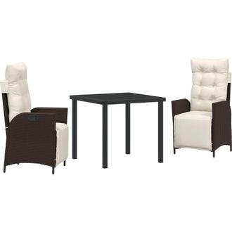 vidaXL Conjunto De Comedor De Jard&iacute;n 3 Pcs Marr&oacute;n Polirat&aacute;n Vidaxl