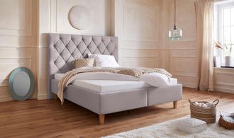 HOME AFFAIRE Polsterbett »Sunley 140« Kreuzsteppung, Kopfteilhöhe 142 cm, ohne oder mit Matratze/Lattenrost