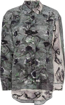 JNBY abstract-print asymmetric shirt - women - Viscose/Silk - L - Green