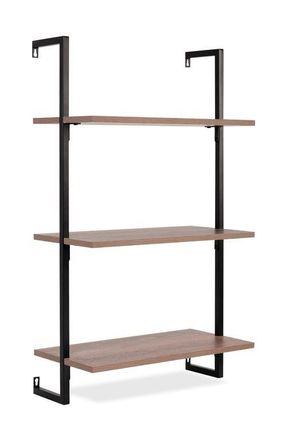 Happimess Madera Classic Industrial Shelf Wood Wall-Mounted Open Ladder Bookcase with Metal Frame in Brown at Nordstrom, Size Small