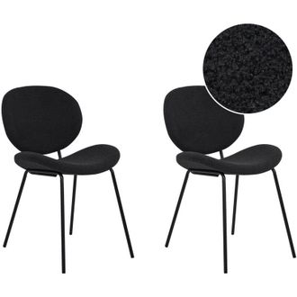 Beliani Set di 2 sedie Boucle Gambe in ferro Senza Braccioli Design Retr&ograve; Sala da Pranzo Sedute Nere Luana