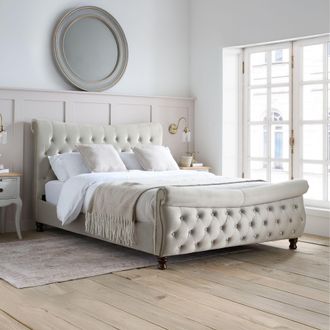 Birlea Copenhagen Upholstered Fabric Bed in Cream | Size: Super King