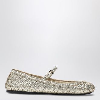 Prada Gold woven leather ballet flats