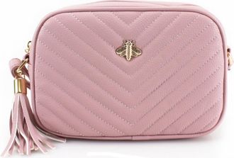 Generic Womens Chevron Quilted Crossbody Bag, Bee Embellishment Messenger Bag (Pink)