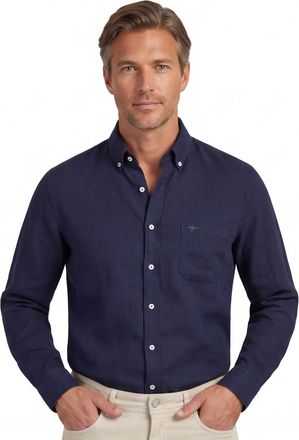 Fynch-Hatton Overhemd navy Fynch Hatton button down boord
