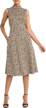Maggy London Panthera Jacquard Fit & Flare Dress in Cream/Brown at Nordstrom Rack, Size 0