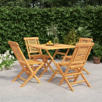 Berkfield Home 5 Piece Garden Dining Set Solid Wood Teak in Brown