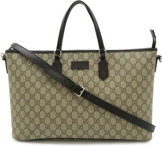 Gucci Beige Dark Brown Gg Supreme Shoulder Bag Tote Bag (Pre-Owned)
