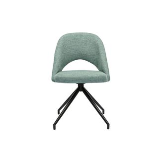 Miliboo Miliboo - Silla Giratoria 360&ordm; De Tejido Efecto Aterciopelado Texturizado Celad&oacute;n Y Metal Negro Cosette