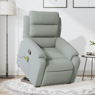vidaXL Vidaxl - Sill&oacute;n Reclinable De Masaje Elevable Terciopelo Gris Claro