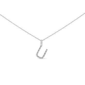 House of Brilliance Sterling Silver Diamond Accent A-Z Initial Pendant Necklace in Sterling Silver |U at Nordstrom