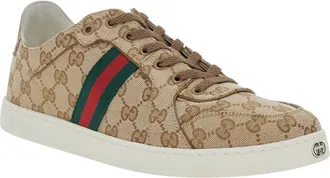 Gucci Mens Low Top Sneakers Beige Gg Canvas Canvas-Leather-Rubber Trainers Canvas/leather/rubber