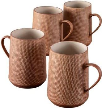 Be Home Crosshatch Mugs - Set of 4 in Rust at Nordstrom