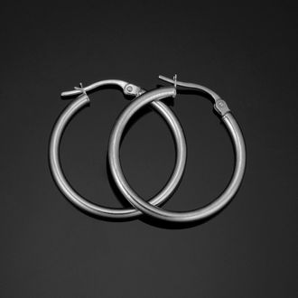 Fremada 10k White Gold Polished Hoop Earrings (2x20 mm)