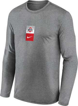 Nike Ohio State Primetime Stack Legend Nike Mens Dri-FIT College Long-Sleeve T-Shirt in Grey | NKGT06GOH-EJK