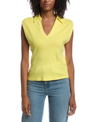 Michael Stars Faye Power Shoulder Polo Shirt