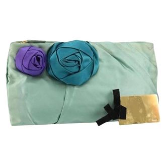 Prada Pre-owned Clutches, female, Green, Size: ONE SIZE Pre-owned Satin Clutch Bag