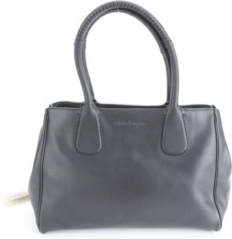 Ferragamo Black Leather Handbag Tote Bag (Pre-Owned)