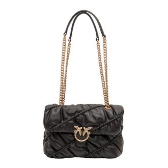 Pinko Love Puff Crinckle Sheep Nappa - Dames - Schoudertassen - Zwart - ONE Size - Leer - Tassen