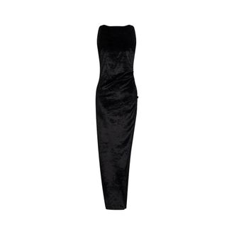Dondup Long Slim Velvet Dress - female - Dondup - Gowns - Black - S - Dresses