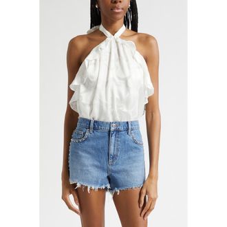 Ramy Brook Burnout Talia Halter Top in Ivory Burnout at Nordstrom, Size Xx-Small