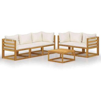 vidaXL Vidaxl - Set Divani da Giardino 6 pz con Cuscini Crema Massello Acacia