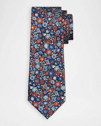 Kiton Men & apos;s Silk Multi-Floral 7-Fold Tie