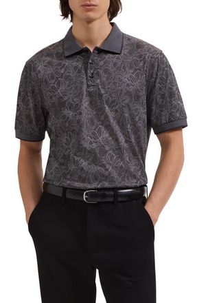 Bugatchi Three Button Floral Print Button-Up Shirt in Black at Nordstrom, Size Xx-Large