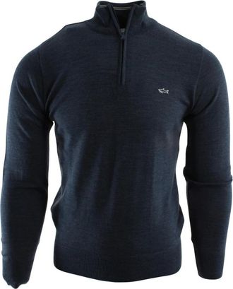 Paul & Shark Gebreide Trui - Heren - V-hals truien - Blauw - S - Truien & Vesten