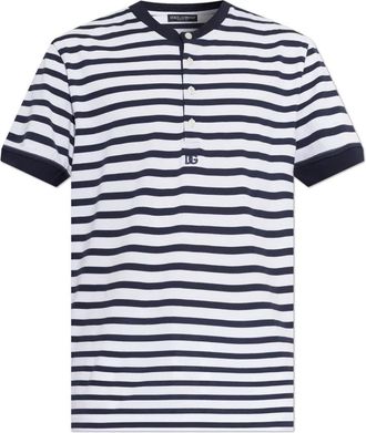 Dolce & Gabbana Gestreepte T-shirt - Heren - T-shirts - Blauw - M - Katoen - Tops