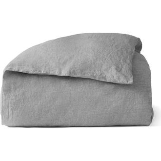 Coyuchi Relaxed Organic Linen Duvet Cover in Slate Chambray at Nordstrom, Size Full