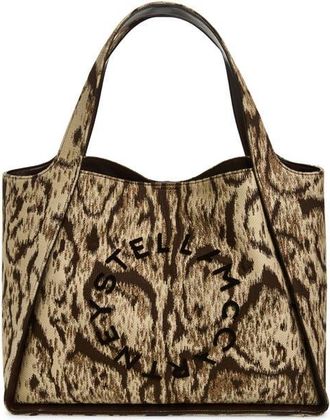 Stella McCartney Logo Clouded Leopard Tote in Multicolor Brown at Nordstrom