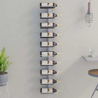 vidaXL Wall-mounted Wine Rack for 10 Bottles White Metal Vidaxl