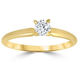 Pompeii3 1/3ct Round Diamond Solitaire Engagement Ring 14k Yellow Gold Size Selectable