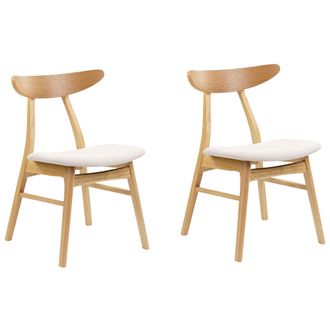 Beliani Conjunto De 2 Sillas De Comedor De Madera De Caucho Clara Beige Claro Asiento Lynn